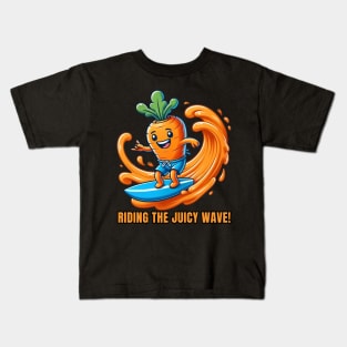 Surfing Carrot Adventure Illustration Kids T-Shirt